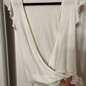 White Wrap Knit Top